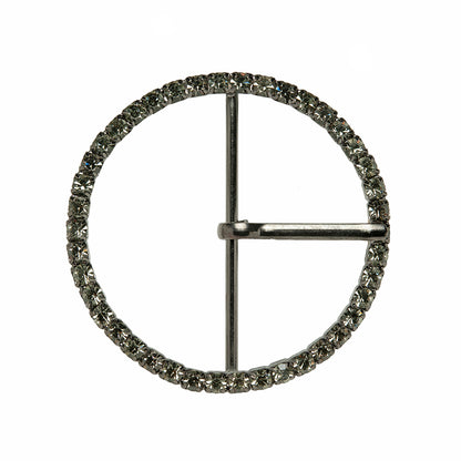 Swarovski Black Diamond and Gunmetal Circular Rhinestone Buckle - 2.5"