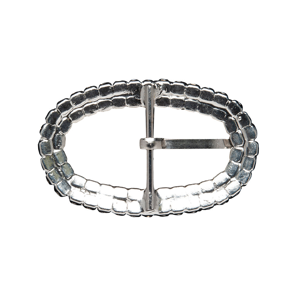 Swarovski Crystal and Silver Oval Rhinestone Buckle - 1.625" x 2.5" Folded