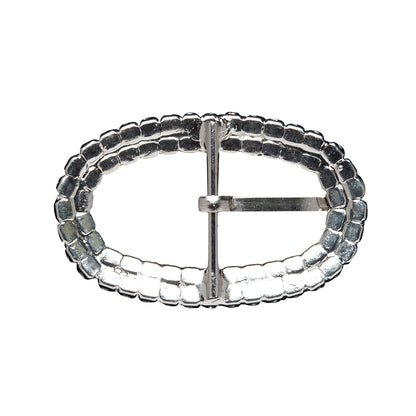 Swarovski Crystal and Silver Oval Rhinestone Buckle - 1.625" x 2.5" Folded
