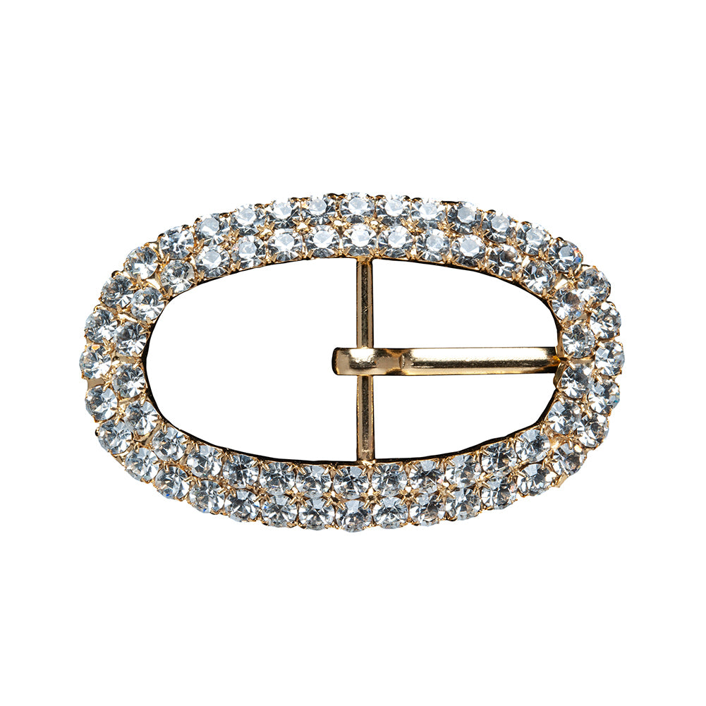 Swarovski Crystal and Gold Oval Rhinestone Buckle - 1.625" x 2.5"