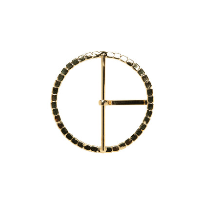 Swarovski Crystal and Gold Circular Rhinestone Buckle - 1.75"