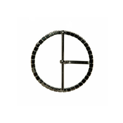 Swarovski Black Diamond and Gunmetal Circular Rhinestone Buckle - 1.75"