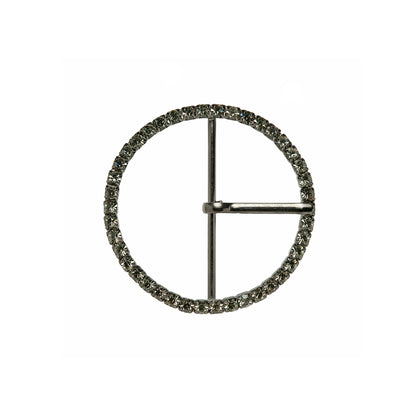 Swarovski Black Diamond and Gunmetal Circular Rhinestone Buckle - 1.75"