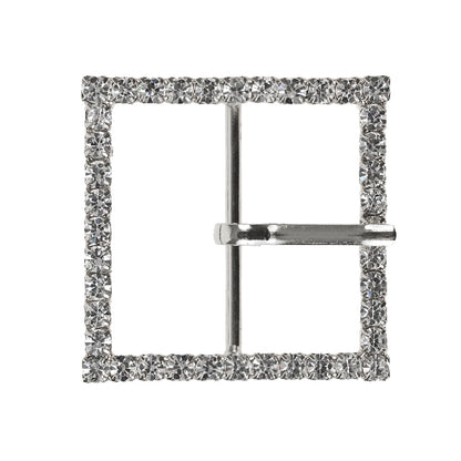 Swarovski Crystal and Silver Square Rhinestone Buckle - 1.75"