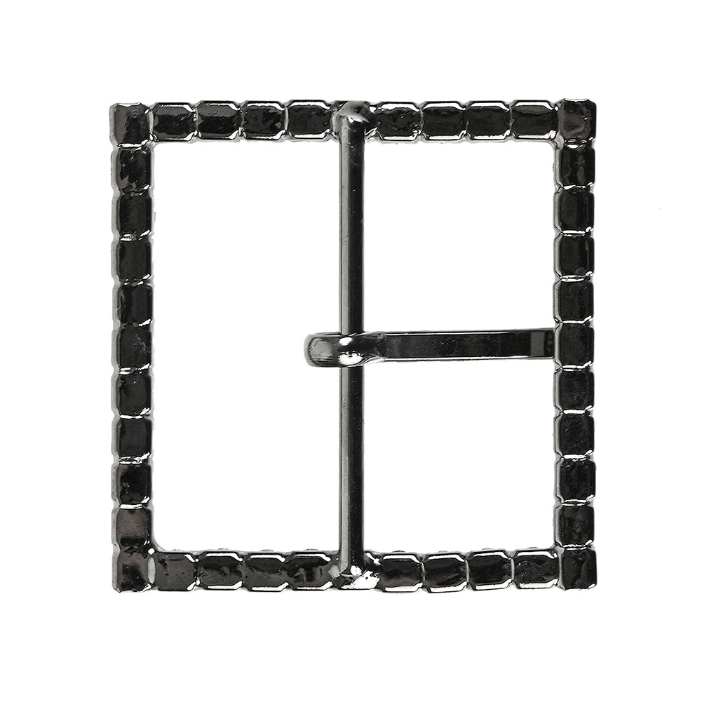 Swarovski Gunmental and Black Diamond Square Rhinestone Buckle - 1.75" Detail