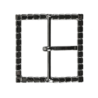 Swarovski Gunmental and Black Diamond Square Rhinestone Buckle - 1.75" Detail