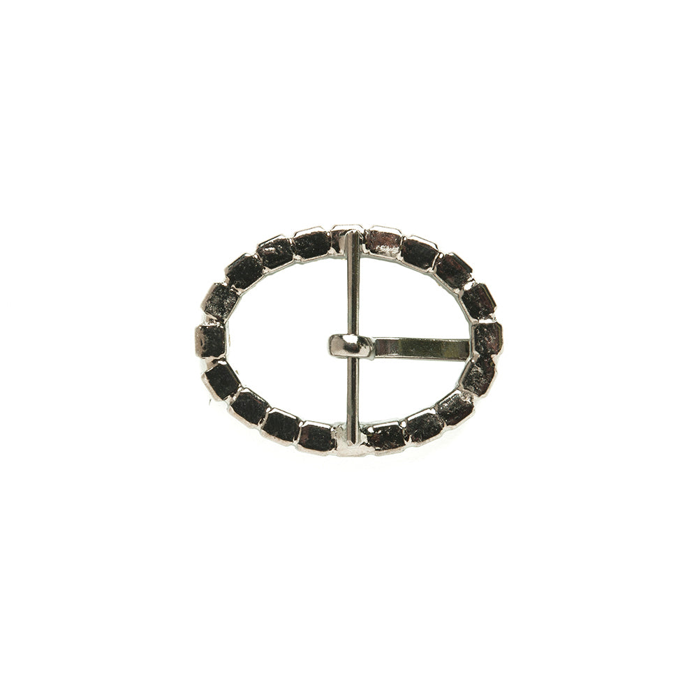 Swarovski Black Diamond and Gunmetal Oval Rhinestone Buckle - 1.125" x 1.5" Folded