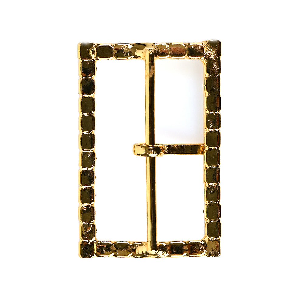 Swarovski Crystal and Gold Rectangular Rhinestone Buckle - 1.375" x 2" Detail