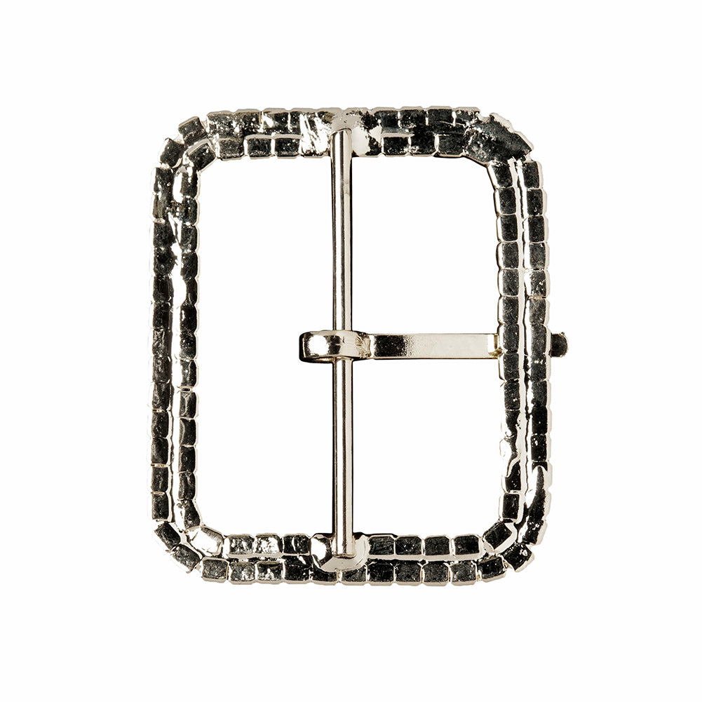 Swarovski Crystal and Silver Rounded Rectangular Rhinestone Buckle - 2" x 2.375" - Folded - Image 2 of 3