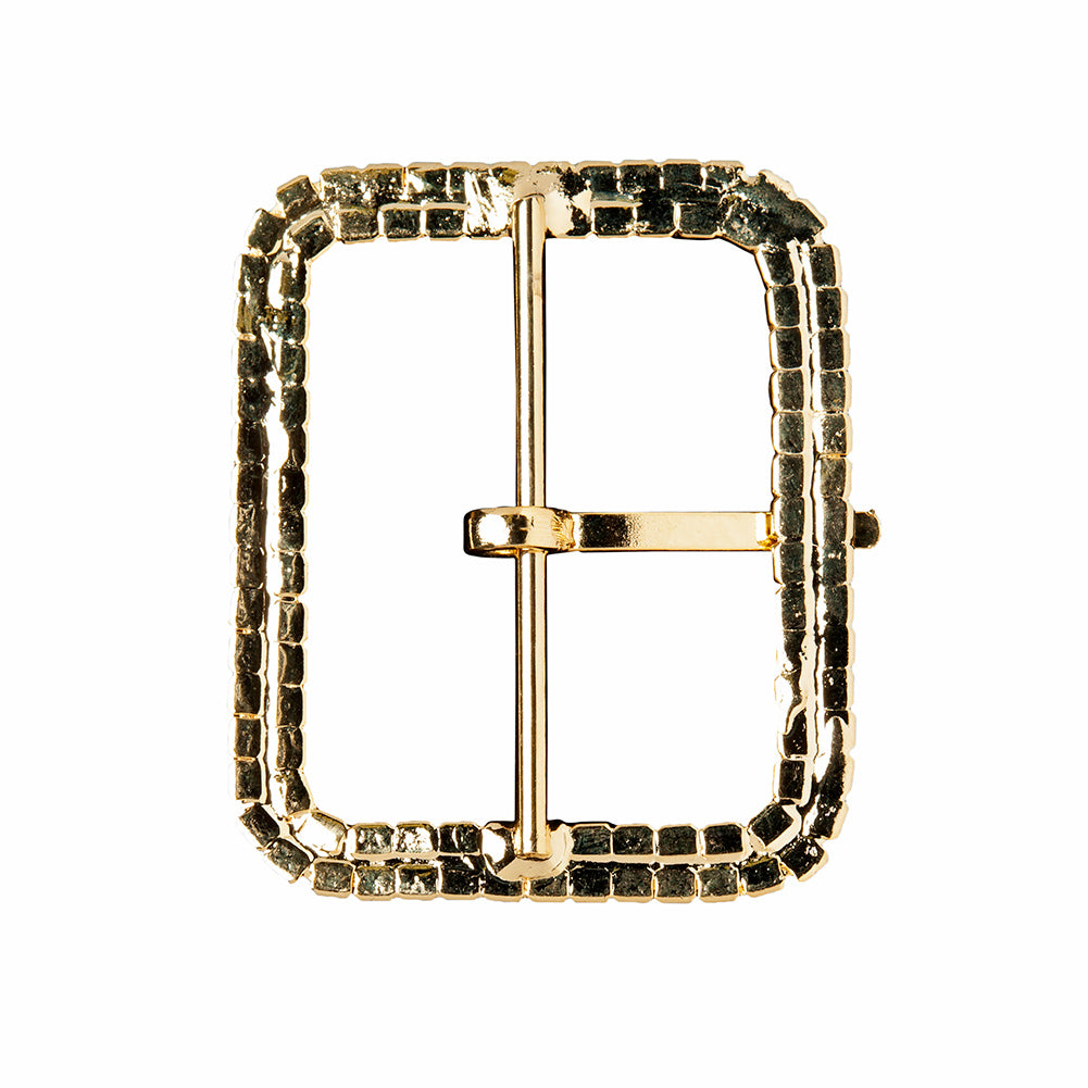 Swarovski Crystal and Gold Rounded Rectangular Rhinestone Buckle - 2" x 2.375" Detail