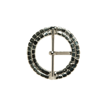 Swarovski Crystal and Silver Circular Two-Row Rhinestone Buckle - 2" Folded