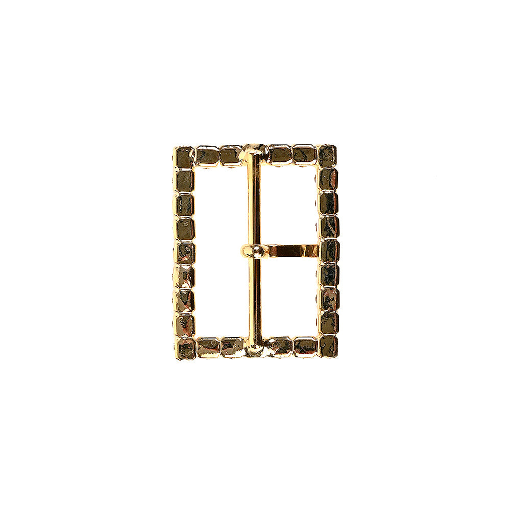 Swarovski Crystal and Gold Rectangular Rhinestone Buckle - 1.125" x 1.5" Detail