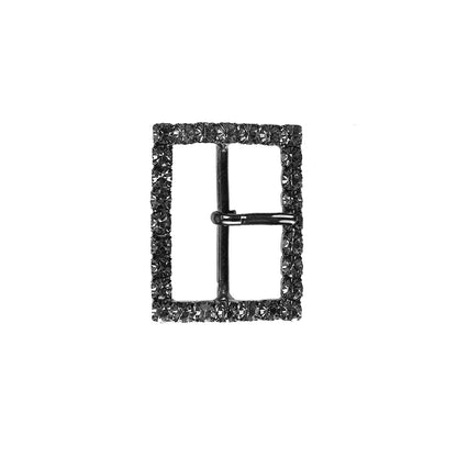 Swarovski Gunmetal Rectangular Rhinestone Buckle - 1.125" x 1.5"