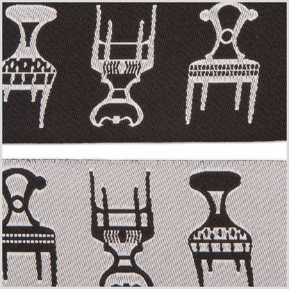 1.625" Black/White French Jacquard Ribbon Detail