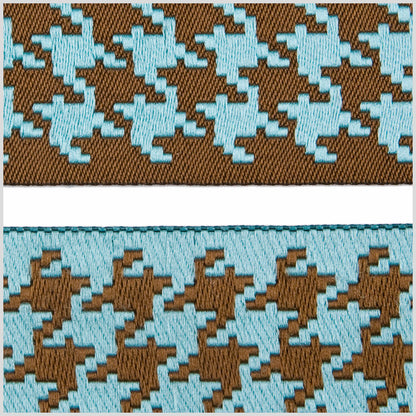 1.5" Brown/Turquoise French Jacquard Ribbon Detail