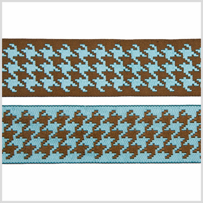 1.5" Brown/Turquoise French Jacquard Ribbon