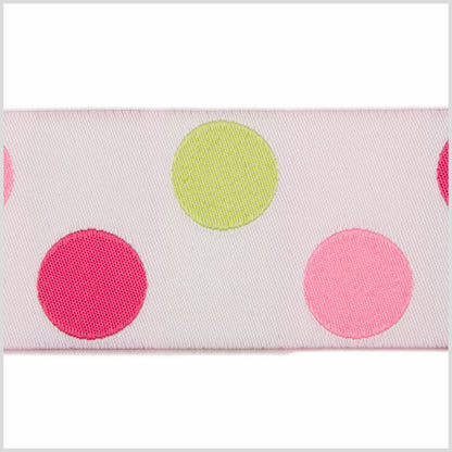 White/Fuchsia/Green/Pink French Jacquard Ribbon Detail