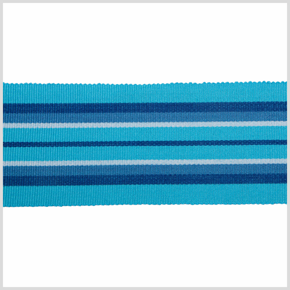 Aqua/White/Dark Blue Striped Grosgrain Ribbon