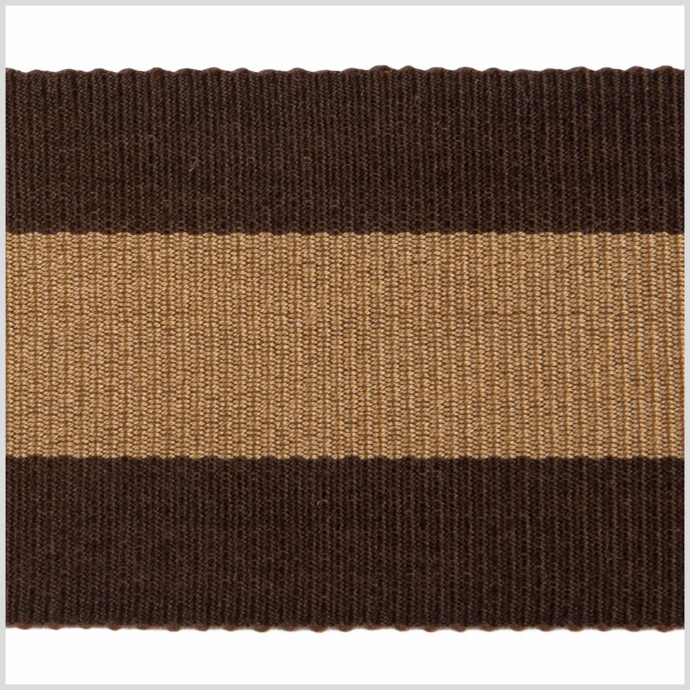 Brown and Tan Striped Grosgrain Ribbon - 1.75" Detail