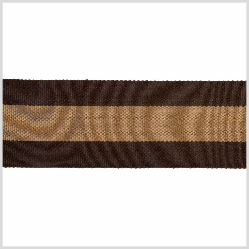 Brown and Tan Striped Grosgrain Ribbon - 1.75"