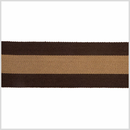 Brown and Tan Striped Grosgrain Ribbon - 1.75"