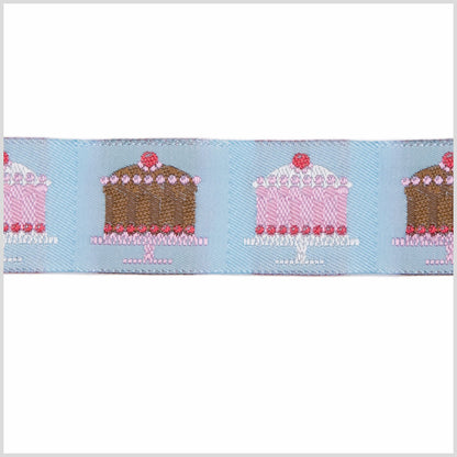 1" Baby Blue French Jacquard Ribbon Detail