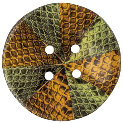 Lime Green and Harvest Pumpkin Snakeskin Coconut Button - 80L/50.8mm