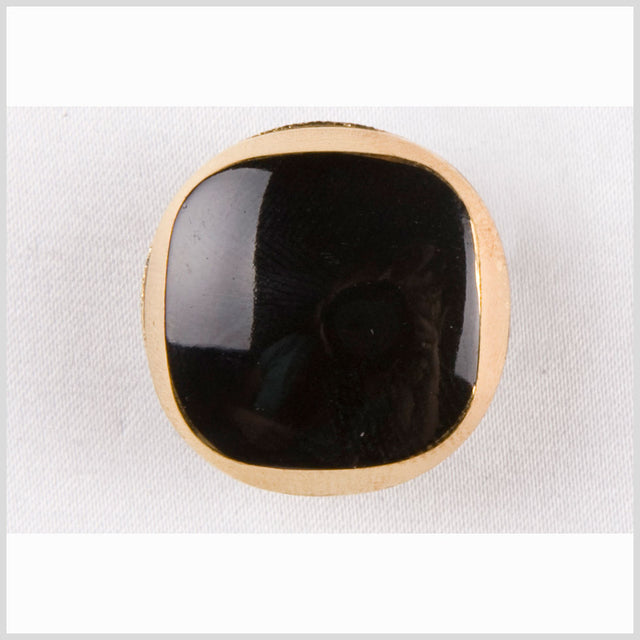 Black and Gold Rounded Square-Top Shank Back Button - 18L/11.5mm