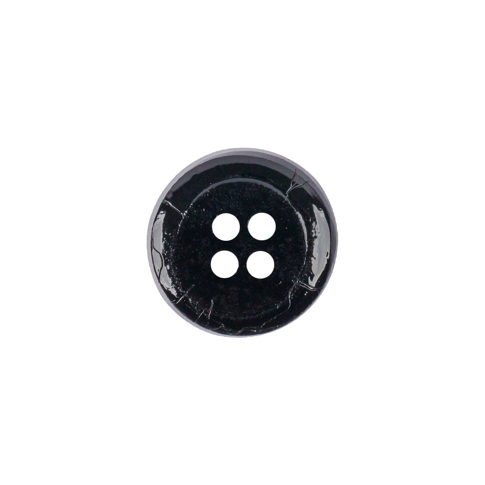 Black and Gold Edged 4-Hole Glass Button - 24L/15mm Detail