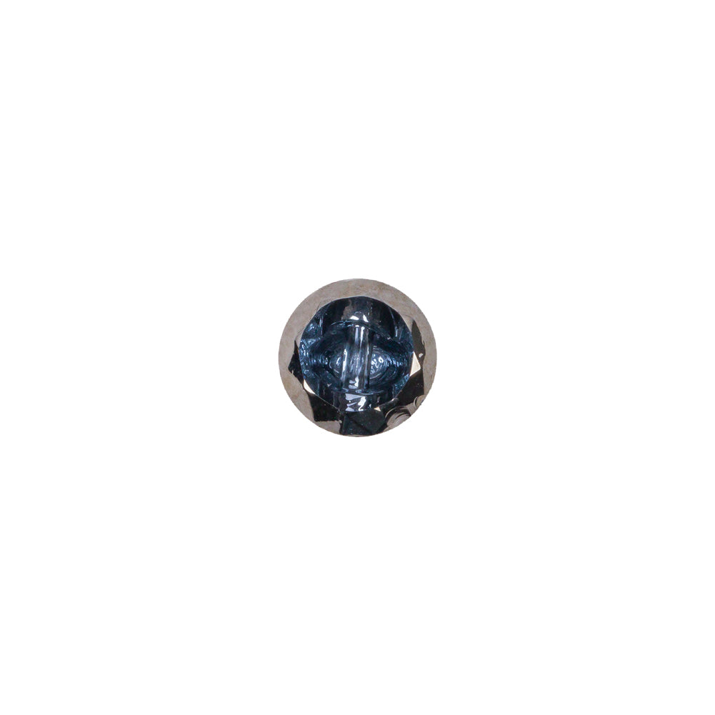 Platinum/Light Blue Glass Button - 14L/9mm