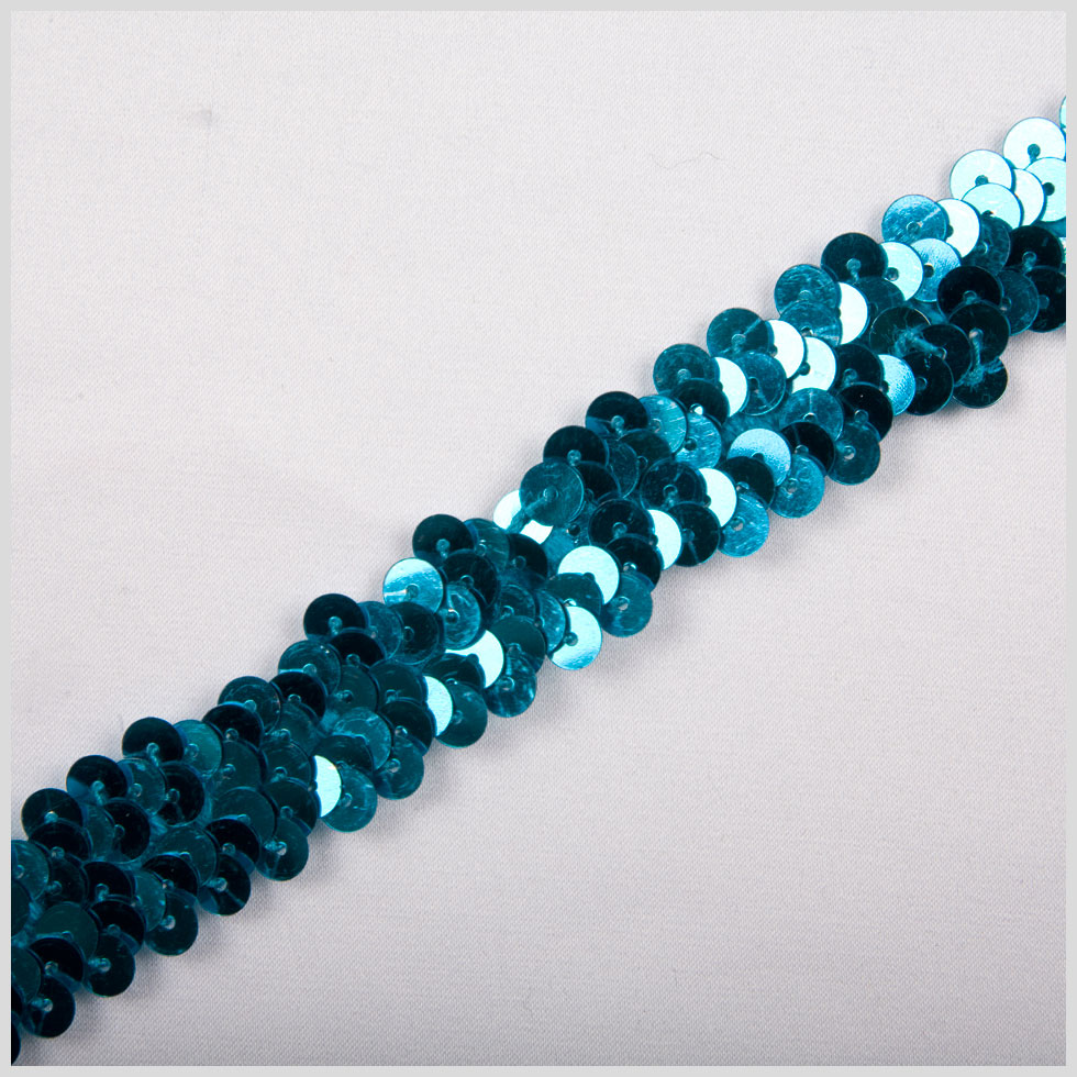1" Turquoise Stretch Sequin