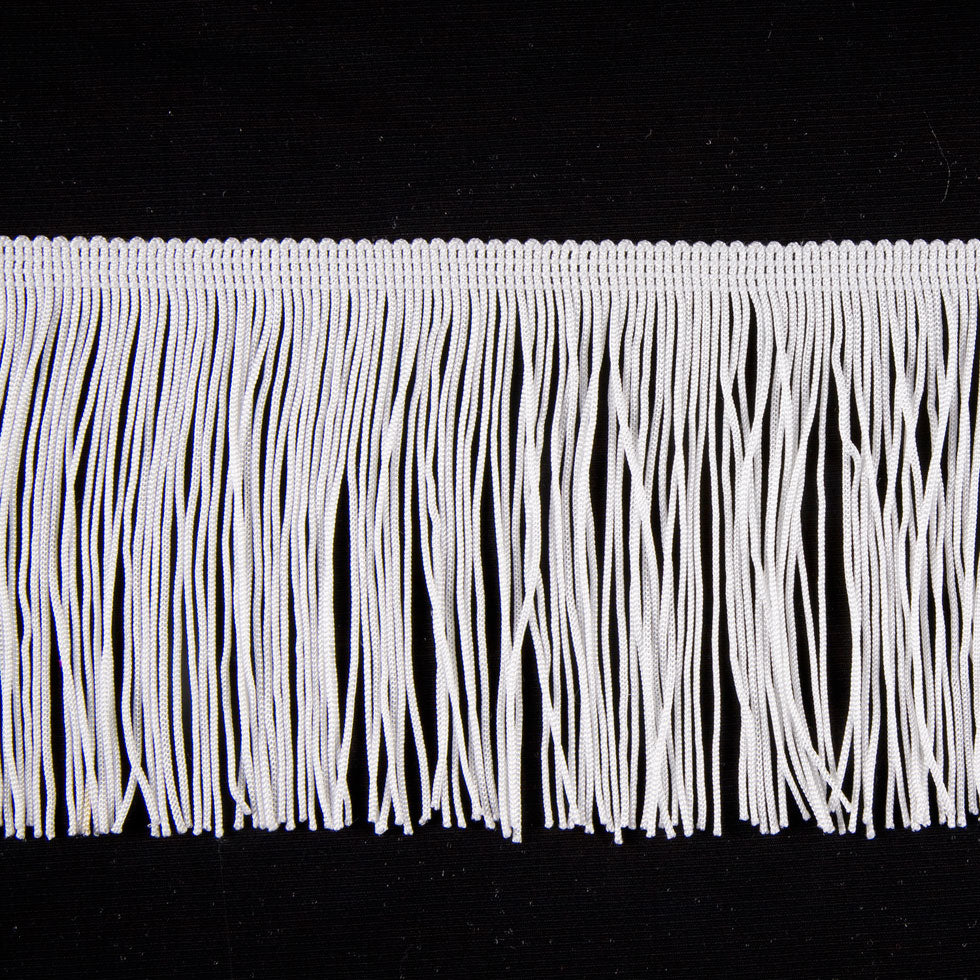 White Chainette Fringe - 4"