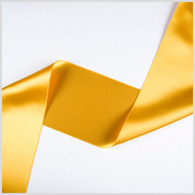 3.75" Dark Yellow Double Face French Satin Ribbon