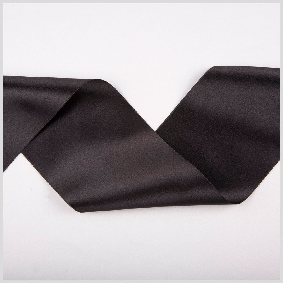 3.75" Matte Black Double Face French Satin Ribbon