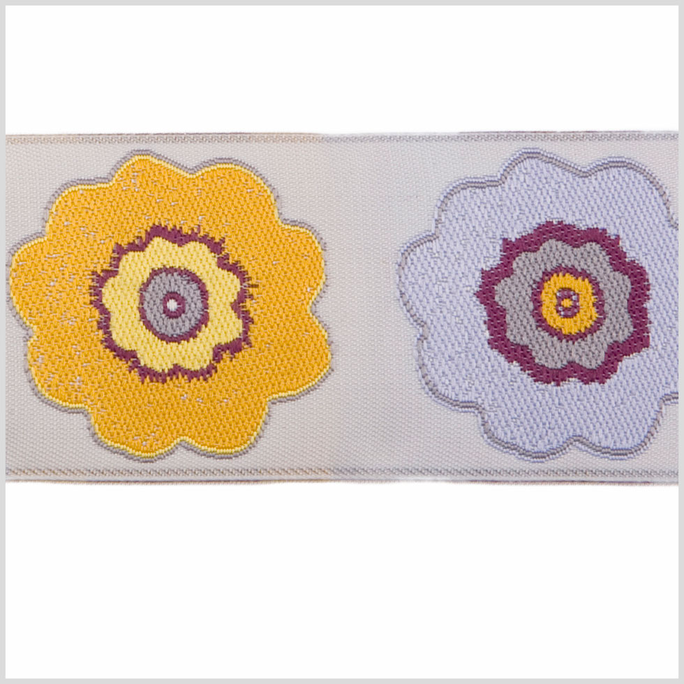 Lavender/Mustard/Rose French Jacquard Ribbon Detail
