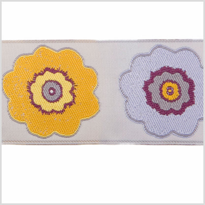 Lavender/Mustard/Rose French Jacquard Ribbon Detail