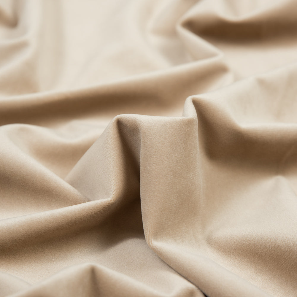 Ultra Soft Polyester Velvet - Latte - British Imported Detail