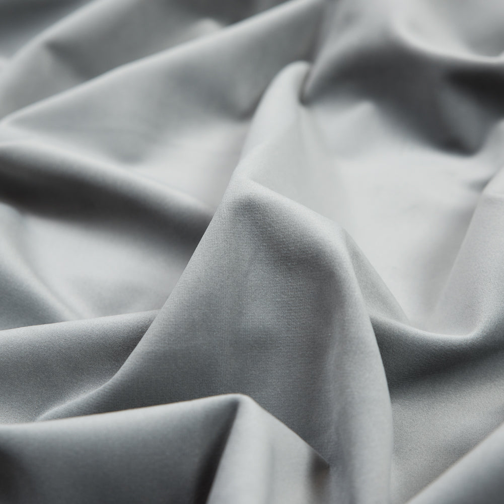 Ultra Soft Polyester Velvet - Silver - British Imported Detail