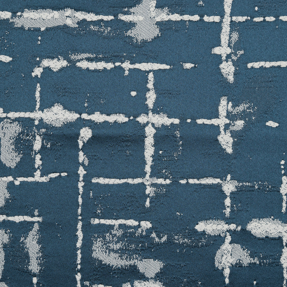 British Imported Navy Abstract Satin-Faced Jacquard Detail