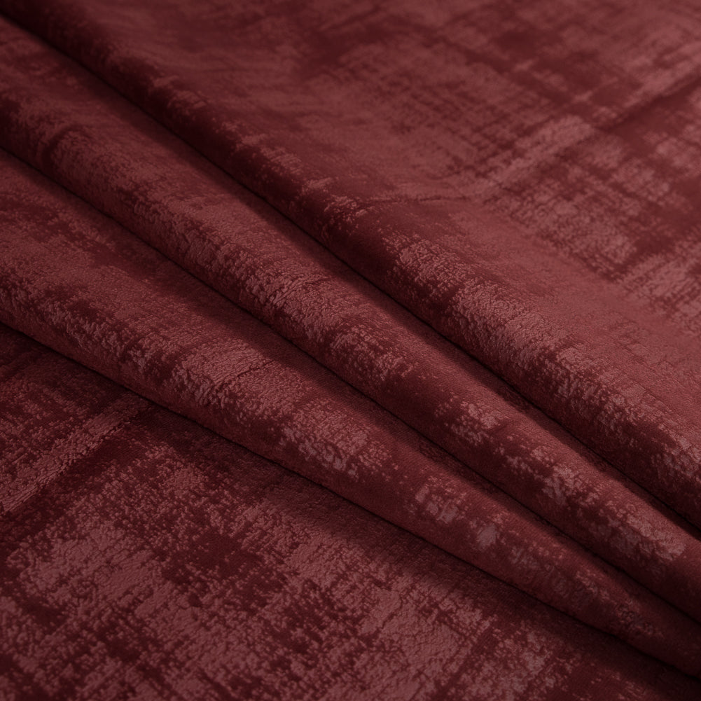 Embossed Textured Velvet - Claret - British Imported Folded