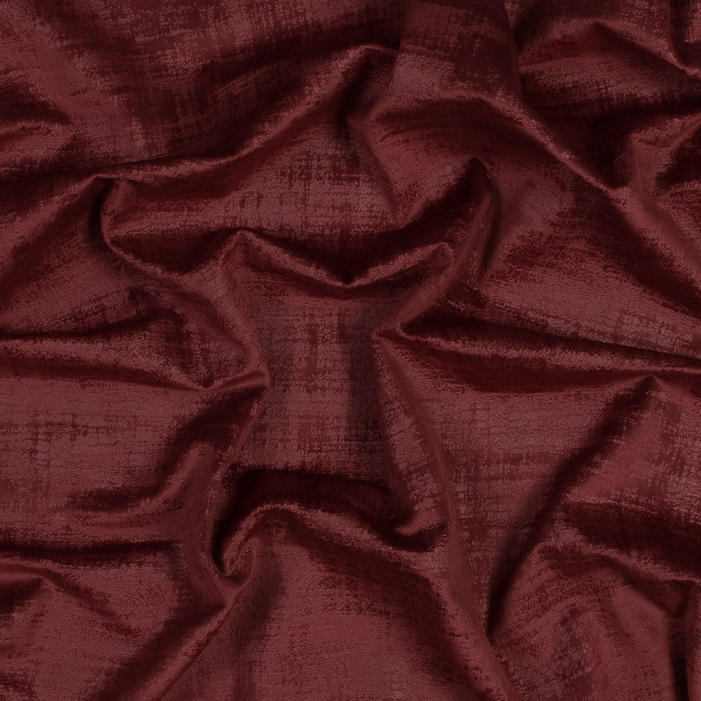 Embossed Textured Velvet - Claret - British Imported