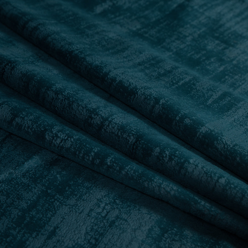 Embossed Textured Velvet - Peacock - British Imported Folded