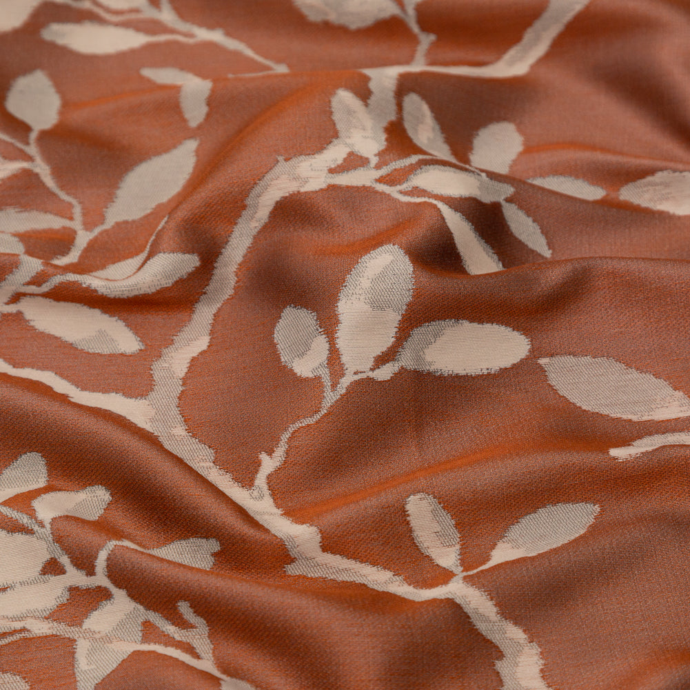 British Imported Rust Leafy Jacquard Detail