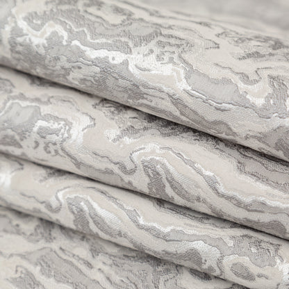 Home Decor Jacquard - Silver Sedimentary Rock Abstract - British Imported Folded