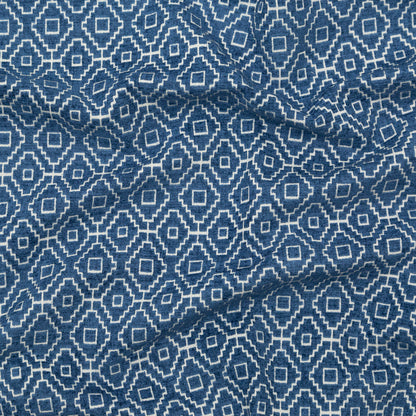 Chenille Jacquard - Denim Diamond Geometric - British Imported