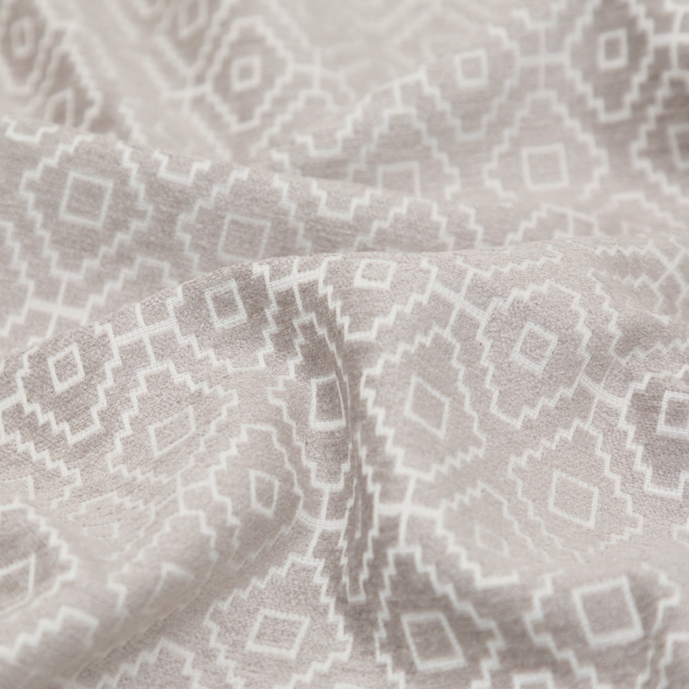Chenille Jacquard - Dove Diamond Geometric - British Imported