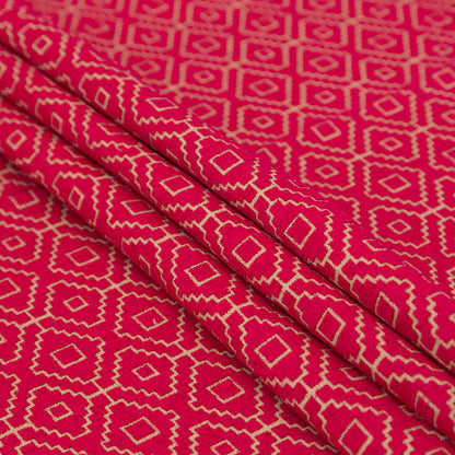 Chenille Jacquard - Raspberry Diamond Geometric - British Imported