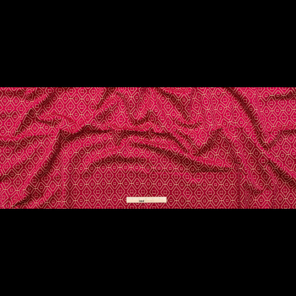 Chenille Jacquard - Raspberry Diamond Geometric - British Imported