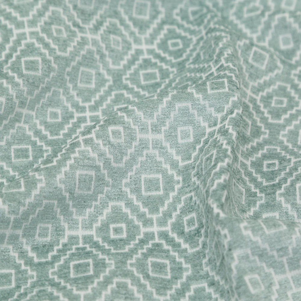 Chenille Jacquard - Spa Diamond Geometric - British Imported