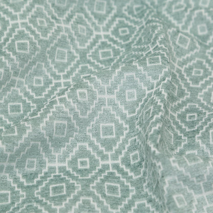 Chenille Jacquard - Spa Diamond Geometric - British Imported